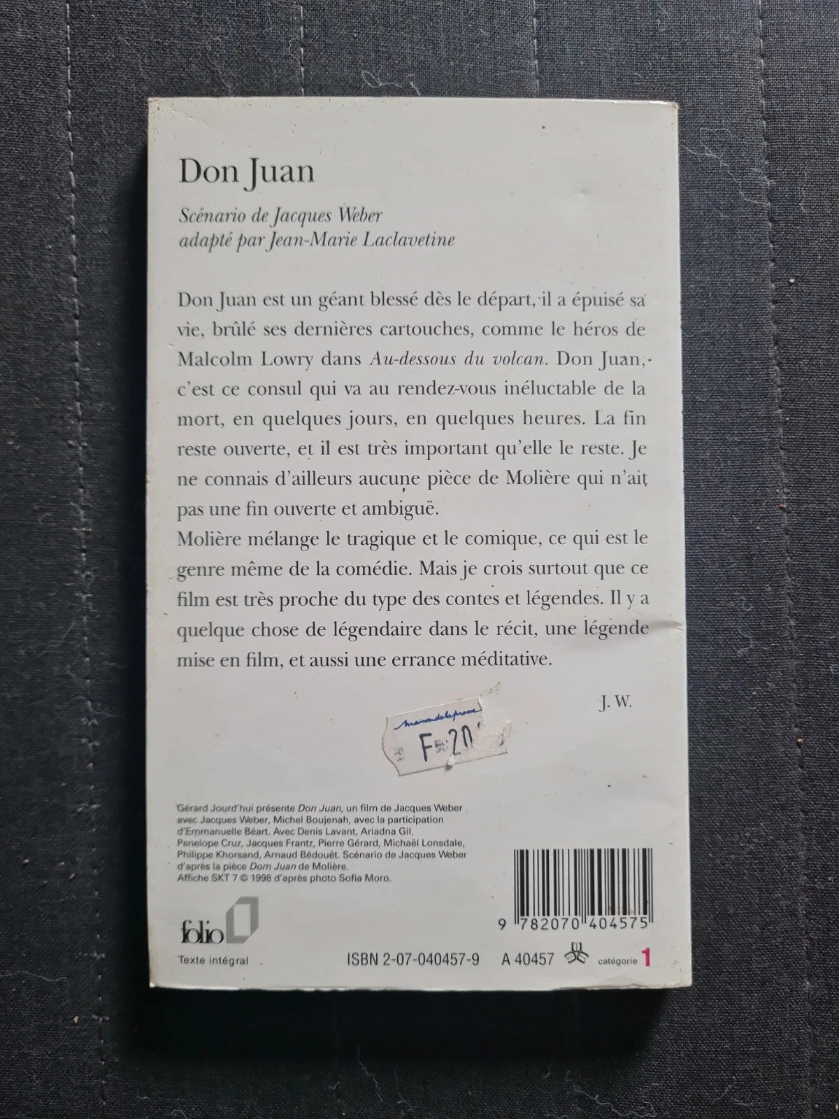 Don Juan - Jean-Marie Laclavetine - Jacques Weber - Folio 3101
