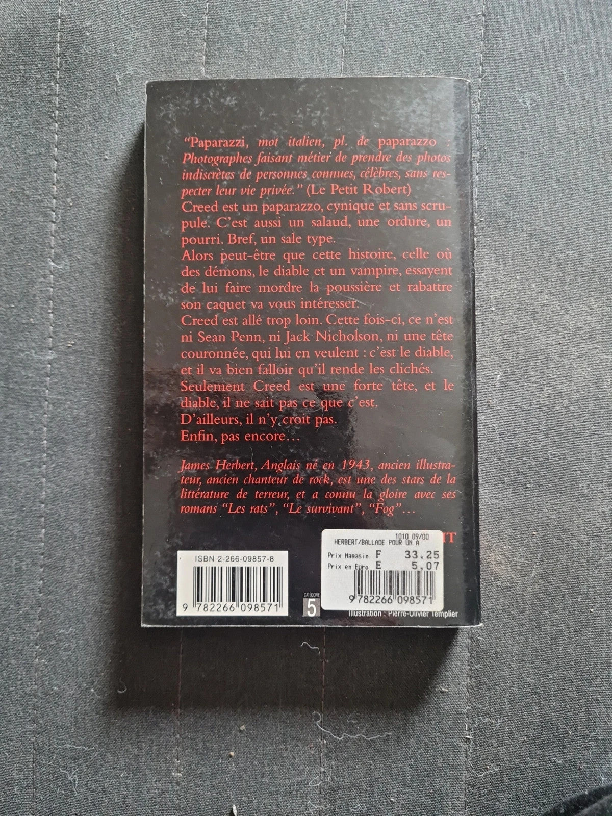 Ballade pour un ange déchu, James Herbert , pocket terreur 9227
