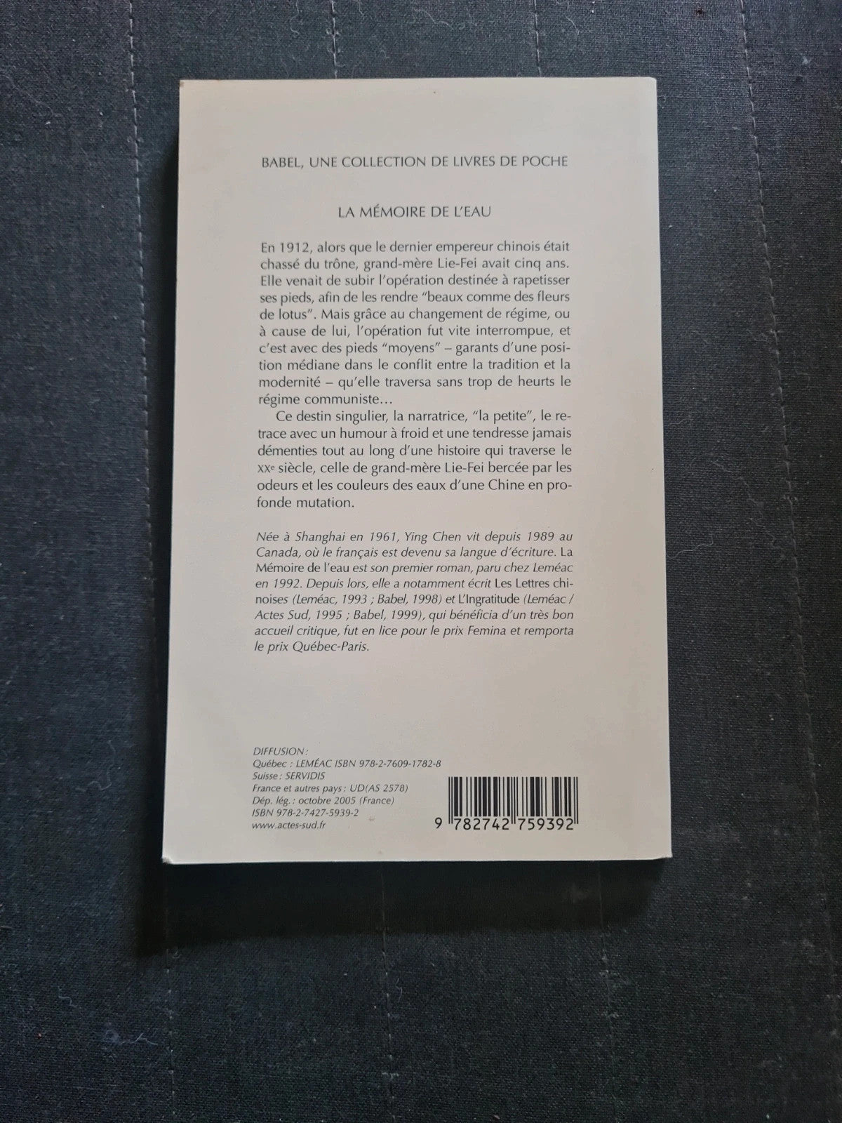 la mémoire de l'eau, chen ying