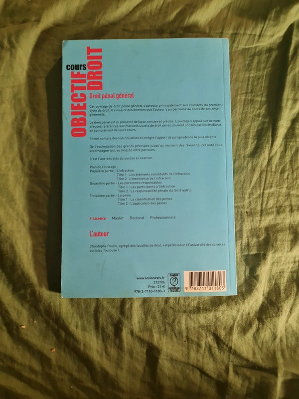 Objectif droit pénal général cours licence Master, Christophe Paulin