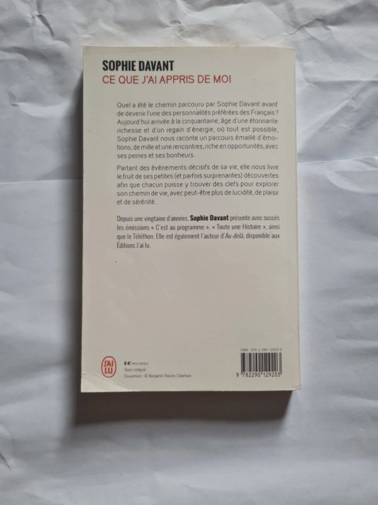 Ce que j'ai appris de moi , Sophie Davant , Journal d'une quinqua