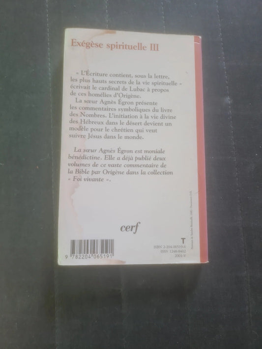Exégèse spirituel 3 , les Nombre, Origène , Cerf