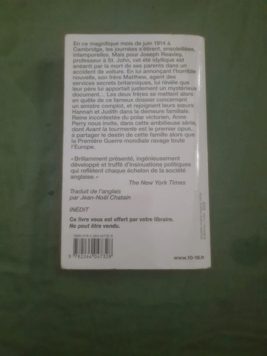 Avant la tourmente, Anne Perry