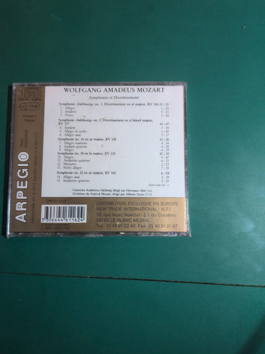 Cd Arpège Wolfgang Amadeus Mozart – Symphonies et Divertissements sous blister