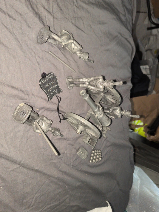 Canon Napoléonien en étain – Scène d’artillerie avec soldats – 82% étain retouché à la main