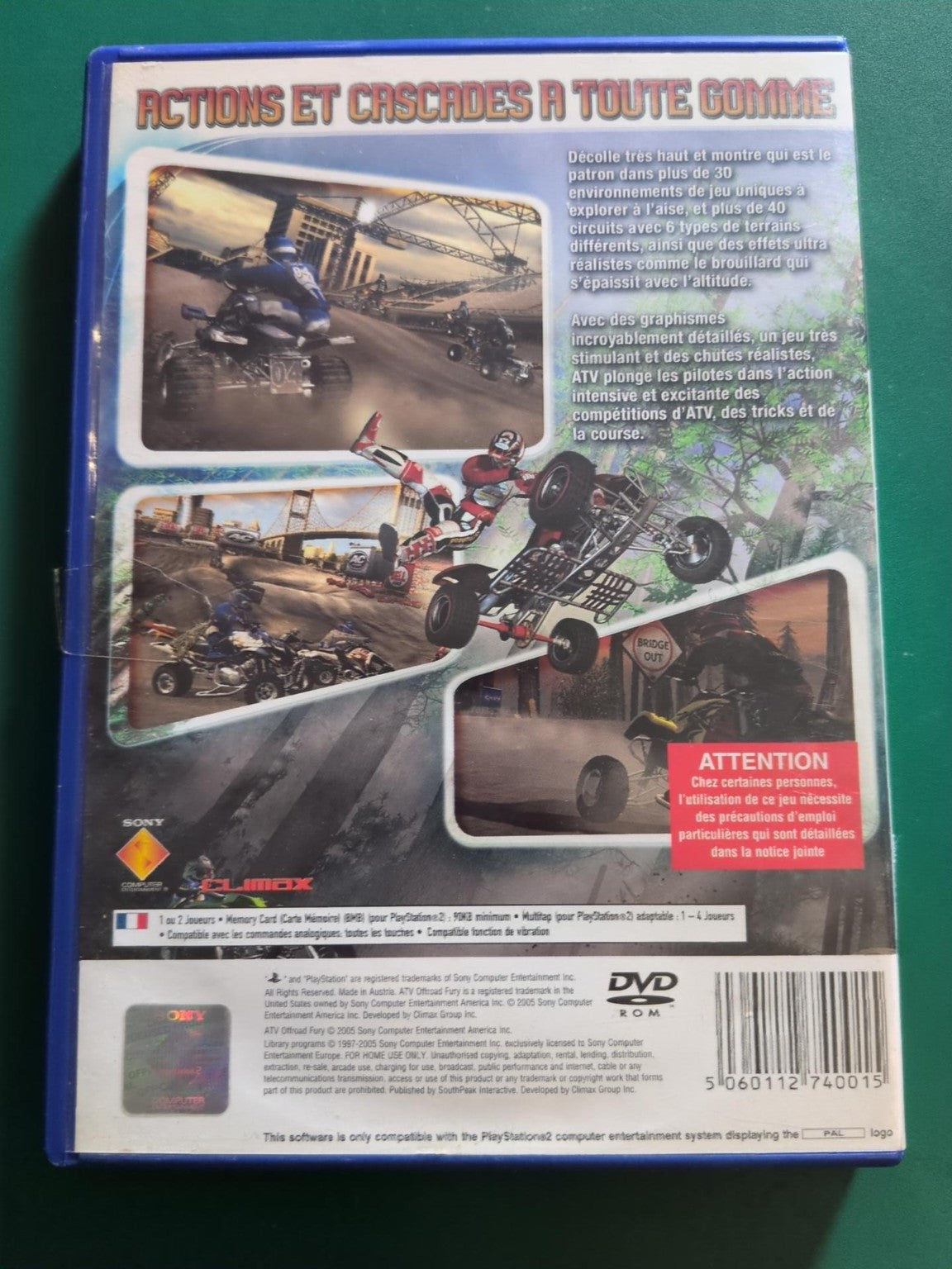 ATV Offroad Fury 3 PlayStation 2 PS2 PAL - face arrière