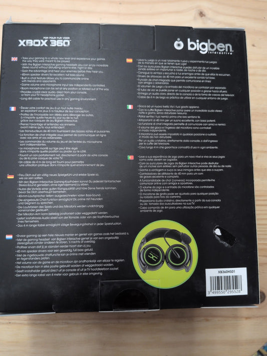 Bigben XHS01 casque gaming Xbox 360 - dos boîte