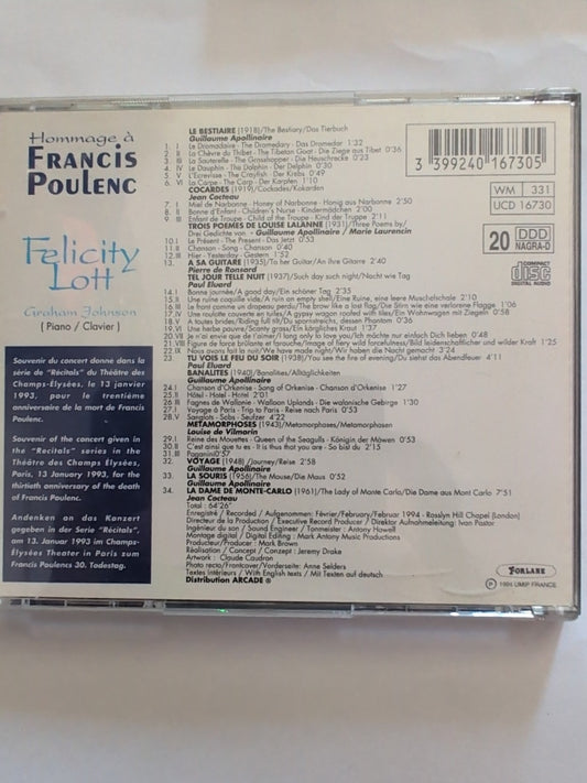 CD Hommage à Francis Poulenc - Felicity Lott Graham Johnson - dos avec code-barres