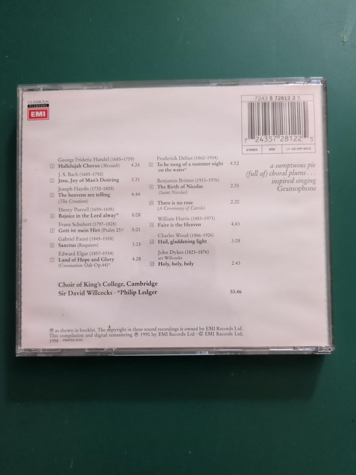Choral Favourites from King's – Choir of King's College Cambridge – CD EMI, face arrière