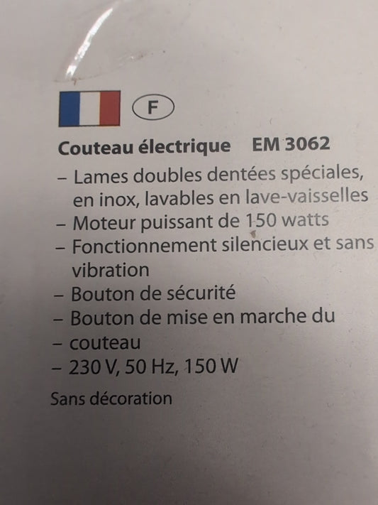 Couteau électrique Clatronic EM 3062 - caractéristiques en français