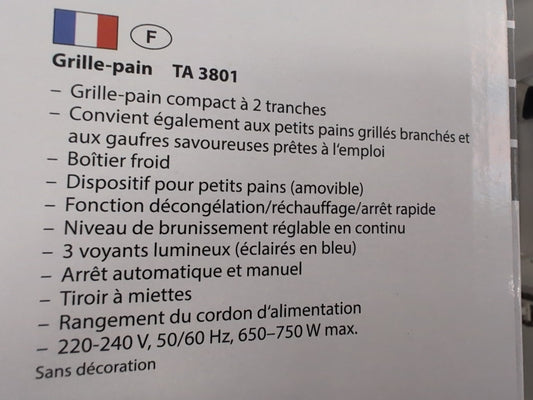 Grille-pain toaster Clatronic TA 3801 blanc - caractéristiques en français