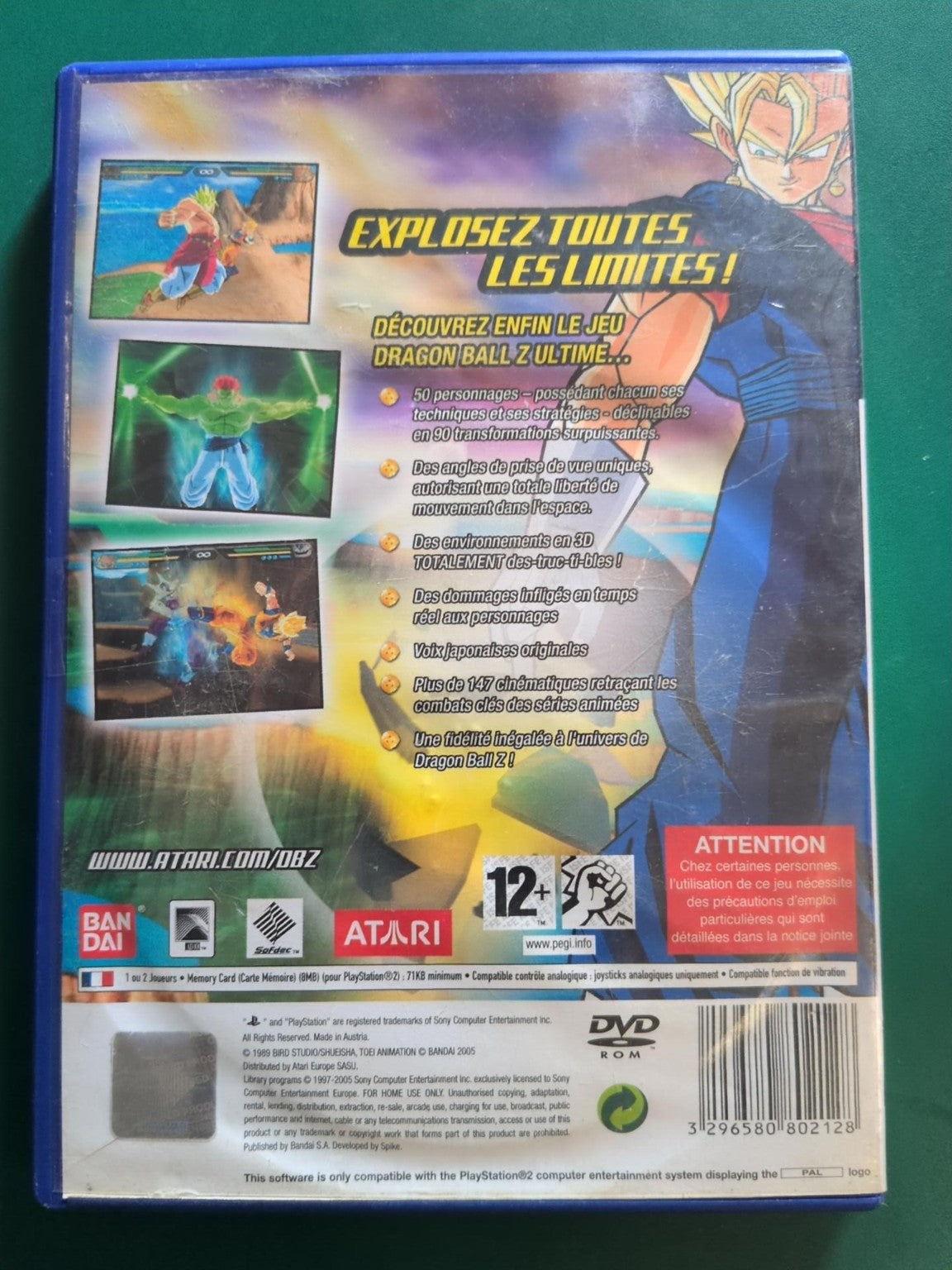 Dragon Ball Z Budokai Tenkaichi PS2 PAL - face arrière