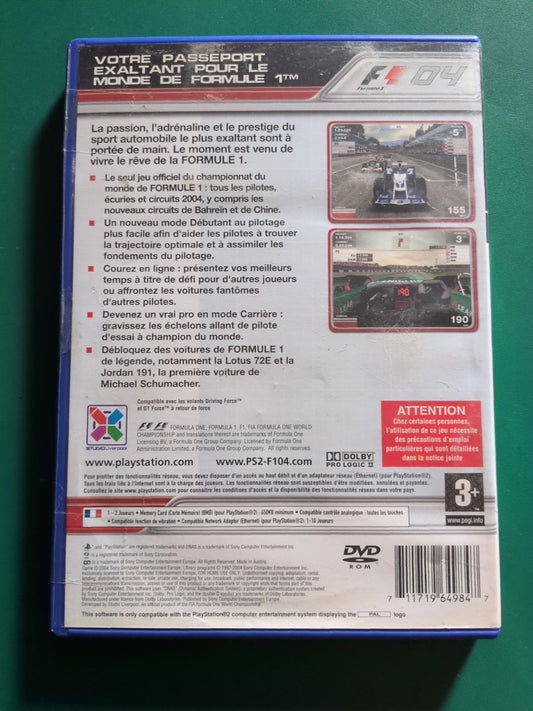 F1 04 Formula 1 PS2 PAL - face arrière