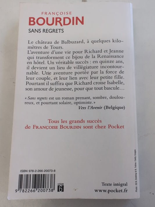 Sans regrets – Françoise Bourdin – quatrième de couverture