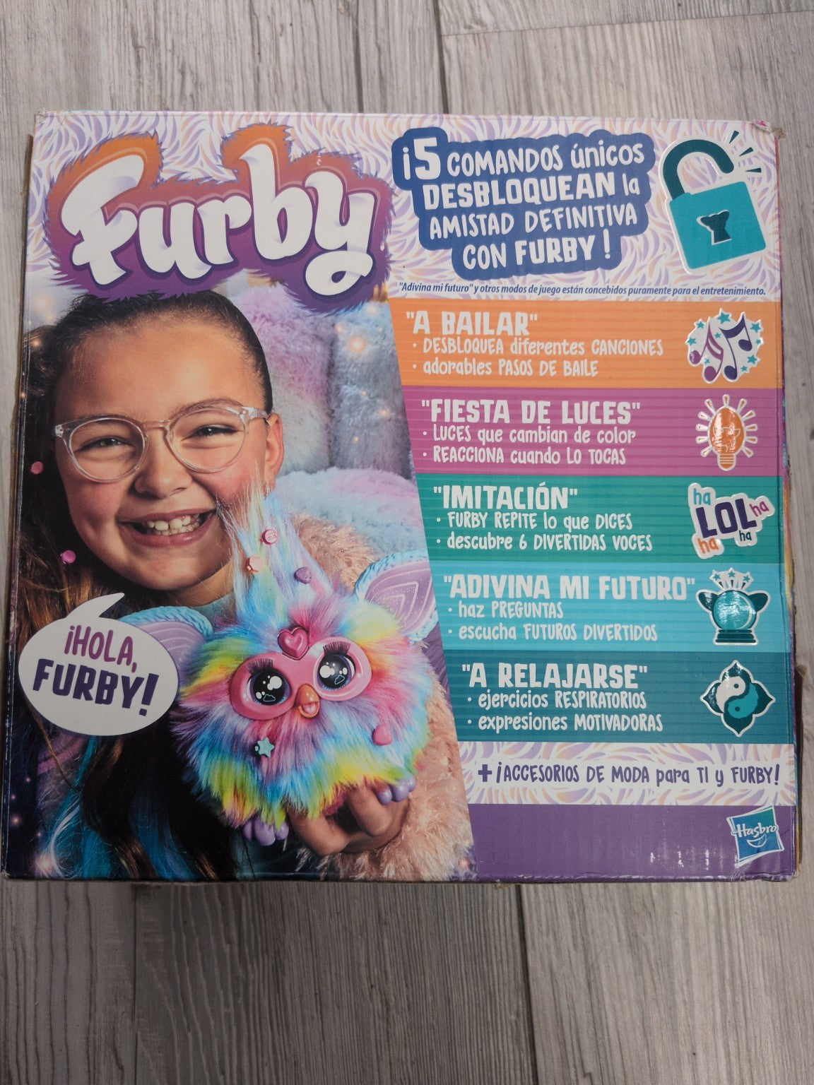 Furby Hasbro F8900 jouet interactif dos boîte fonctions espagnol