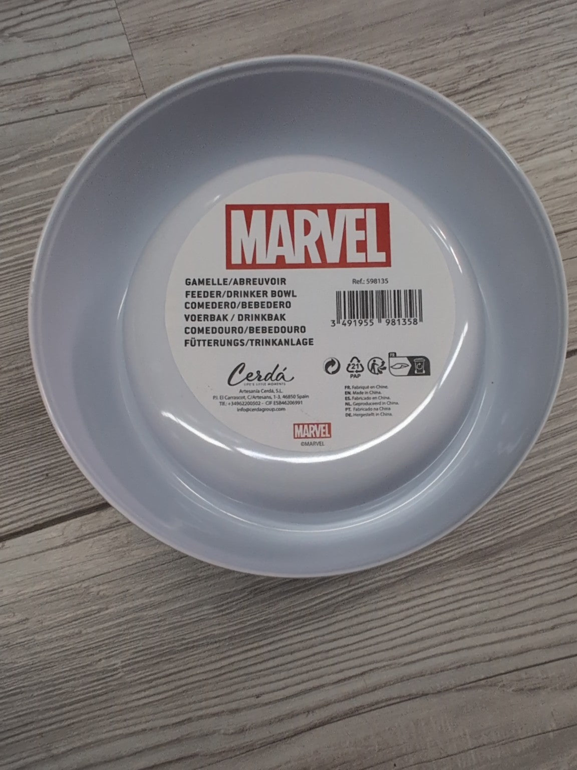 Bol Marvel pour animaux - dessous avec EAN