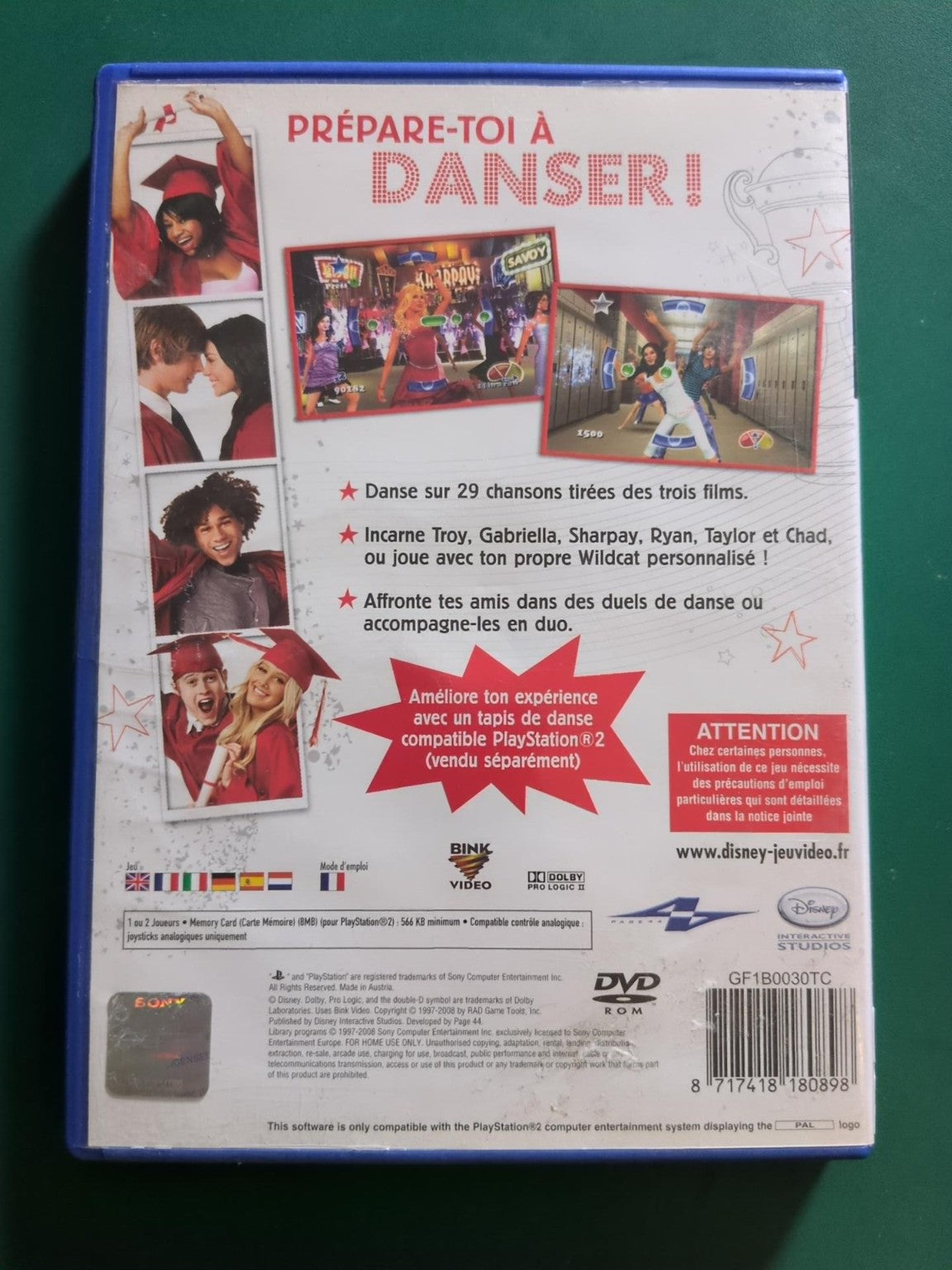High School Musical 3 Dance PS2 PAL - face arrière