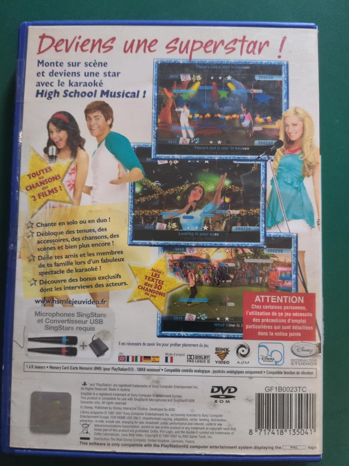 High School Musical Tous en scène PS2 PAL - dos