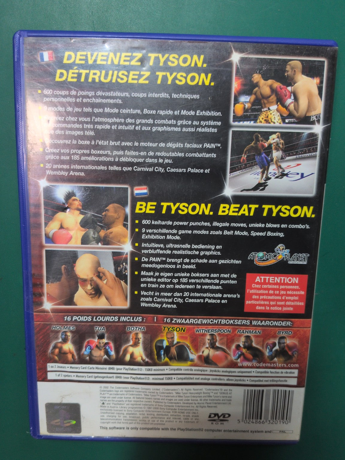 Mike Tyson Heavyweight Boxing sur PlayStation 2 - jaquette arrière