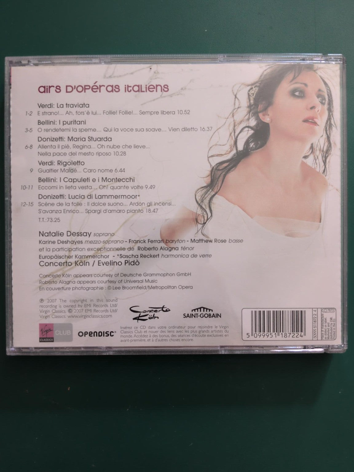 Natalie Dessay – Airs d'opéras italiens – CD Virgin Classics, face arrière