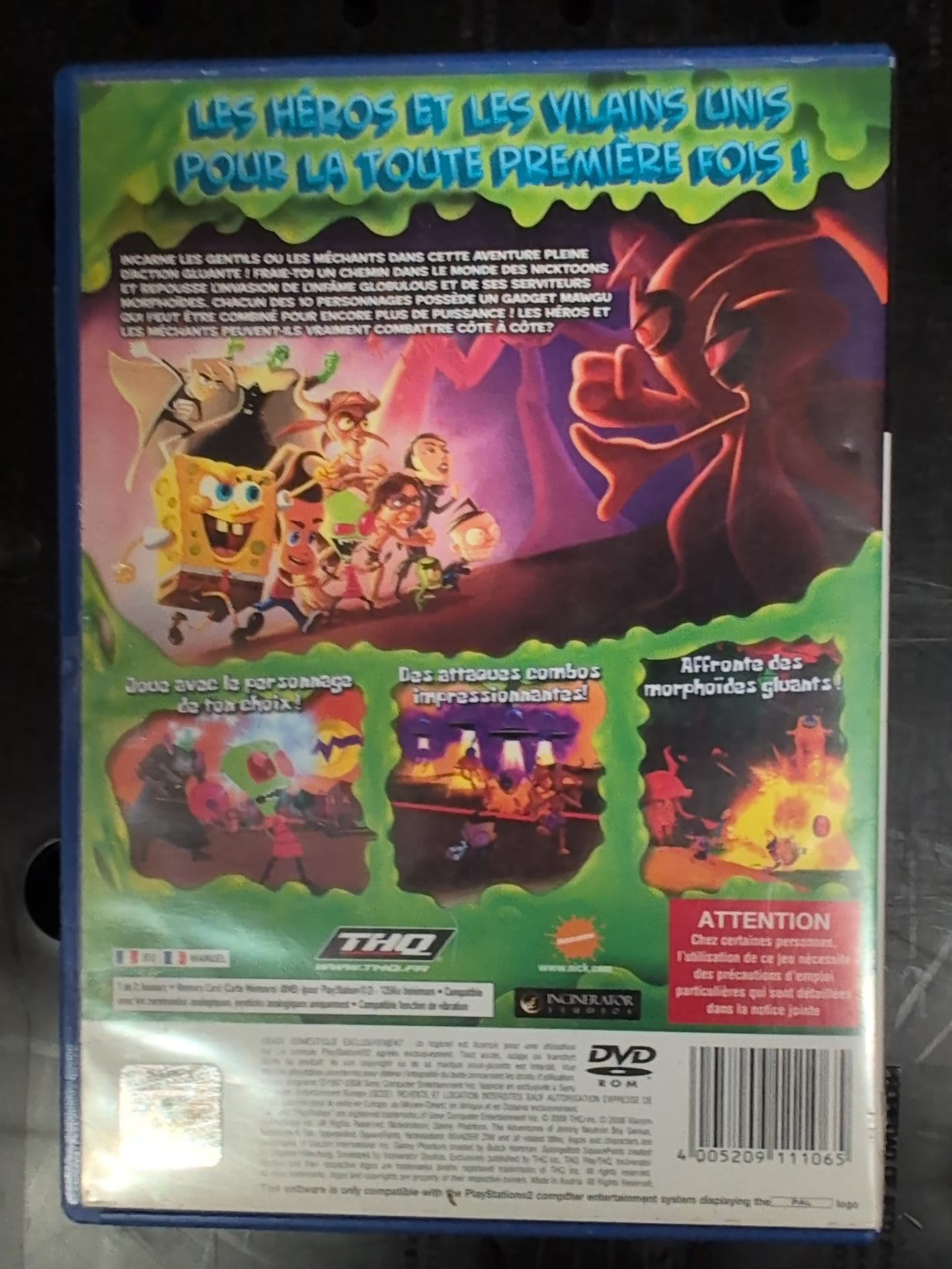 Jeu PS2 Bob l'éponge et ses amis L'ultime Alliance - dos boîte