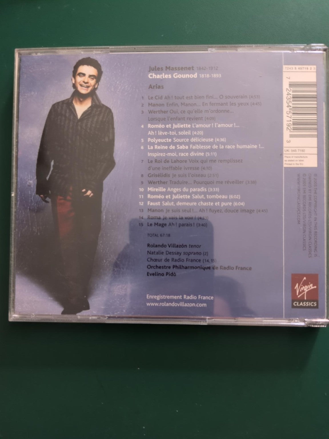 Rolando Villazón – Arias de Gounod et Massenet – CD Virgin Classics, face arrière