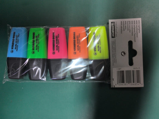 Pack Stabilo Boss Mini x5 - dos avec EAN