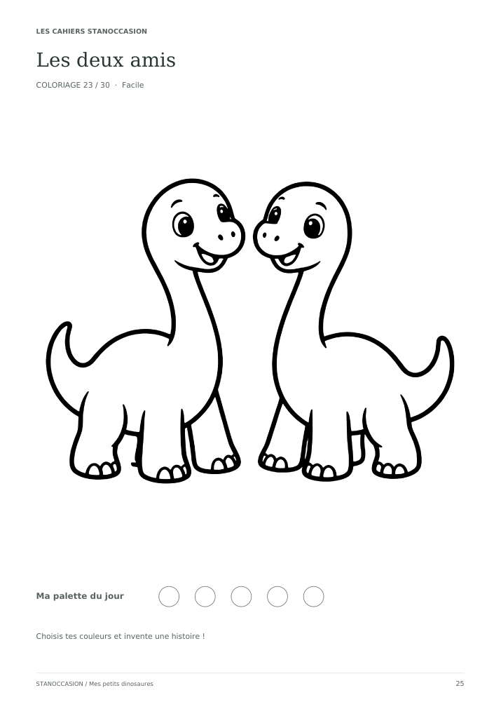 Extrait réel 3 : Coloriages dinosaures - 30 dessins PDF - 3-5 ans