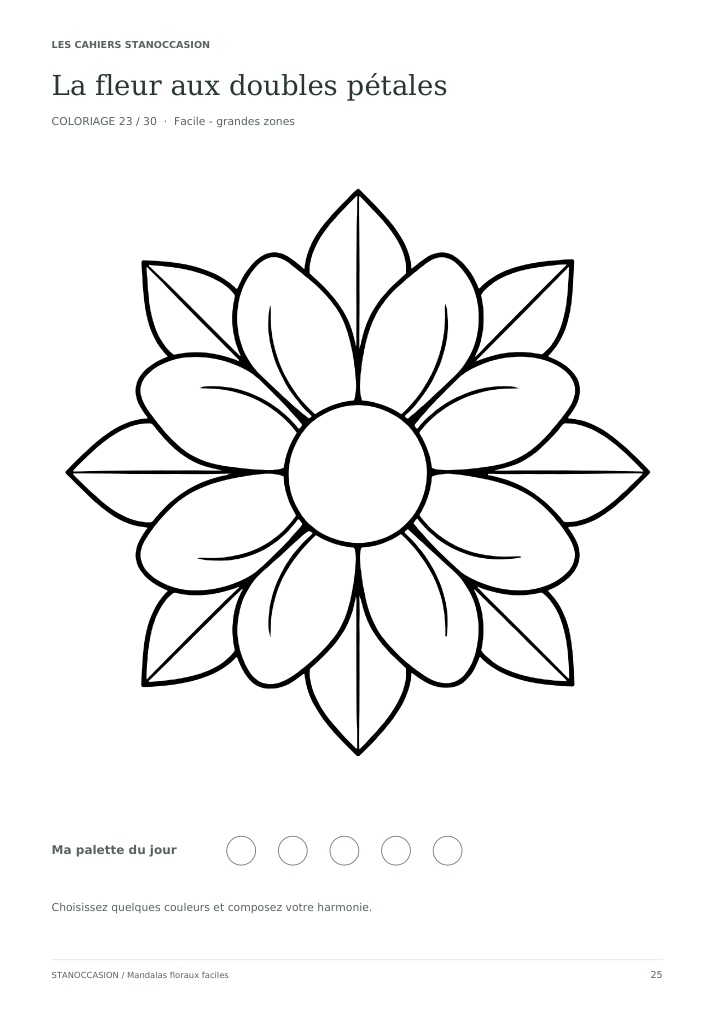 Extrait réel 3 : Mandalas floraux faciles adultes - 30 coloriages PDF