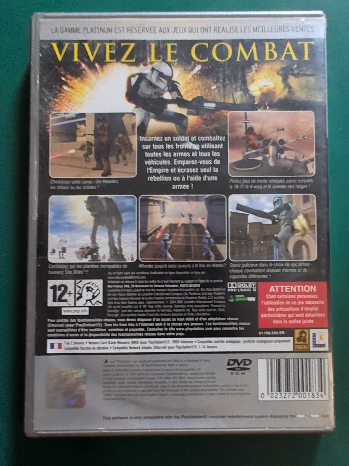 Star Wars Battlefront PS2 Platinum PAL - face arrière