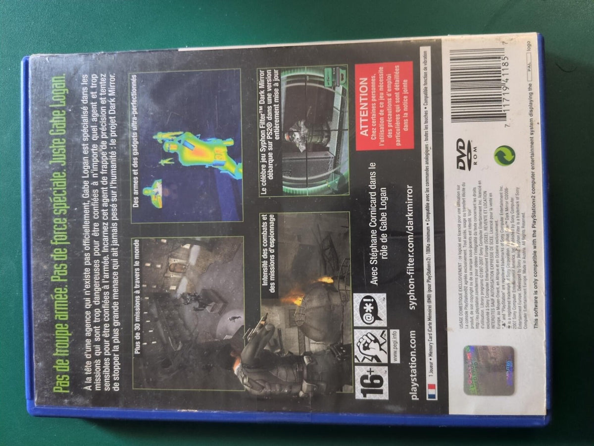 Syphon Filter Dark Mirror PS2 PAL - face arrière