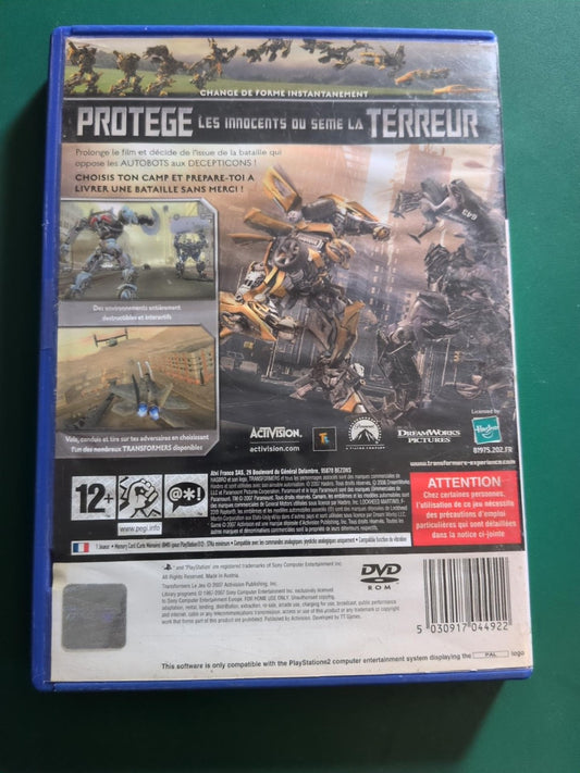 Transformers Le Jeu PS2 PAL - verso