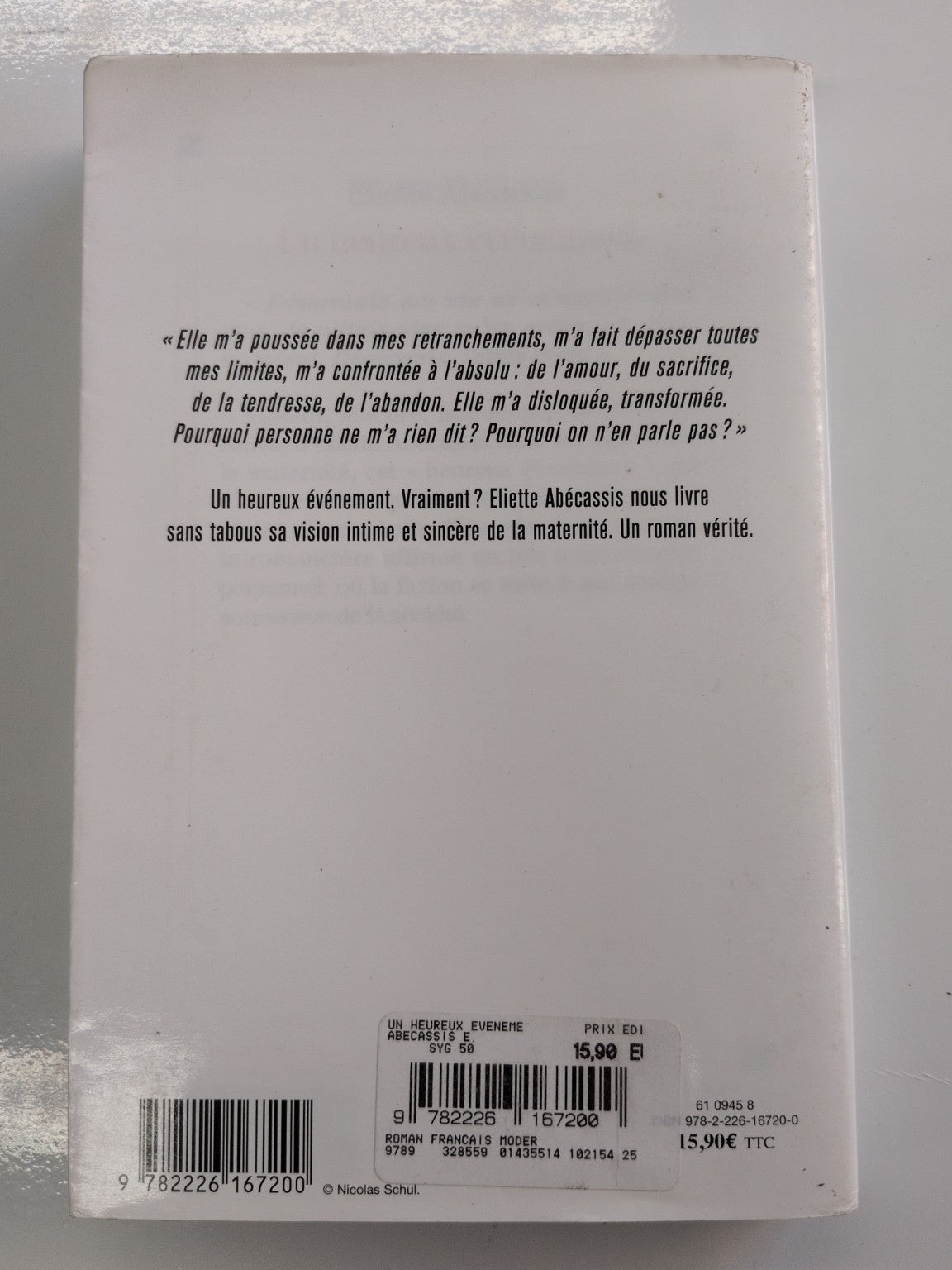 Un heureux événement – Eliette Abécassis – quatrième de couverture