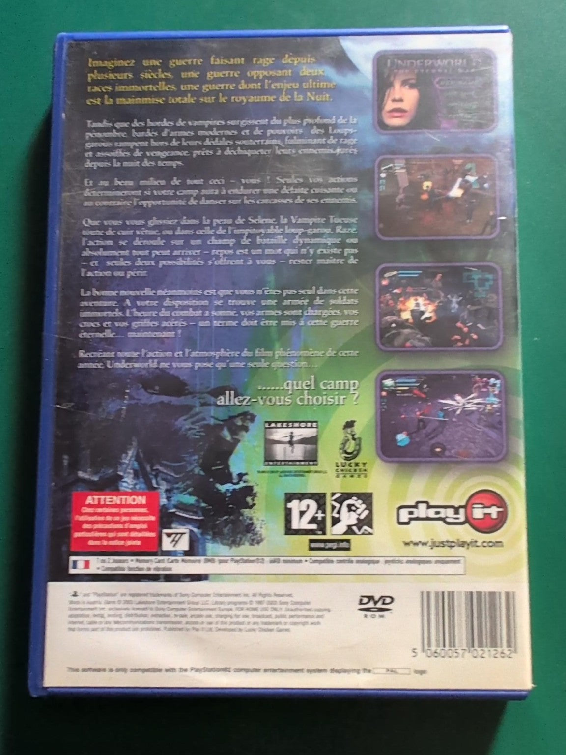 Underworld The Eternal War PS2 PAL - face arrière