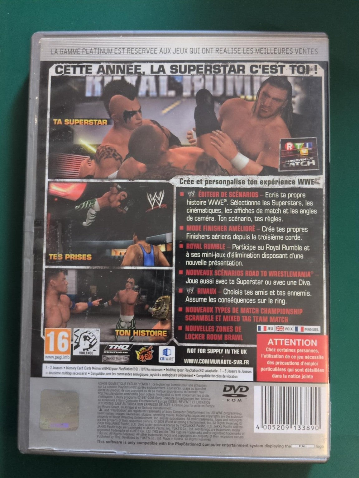 WWE SmackDown vs Raw 2010 Platinum PlayStation 2 PS2 PAL - face arrière