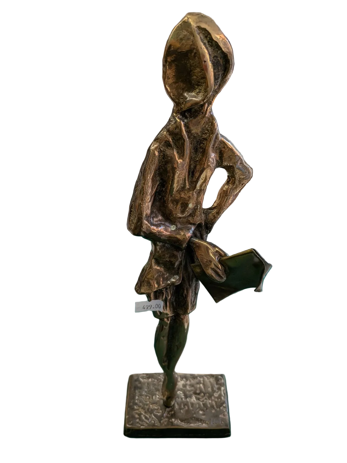 Yves Lohé – Personnage au journal – Sculpture signée – 35 cm