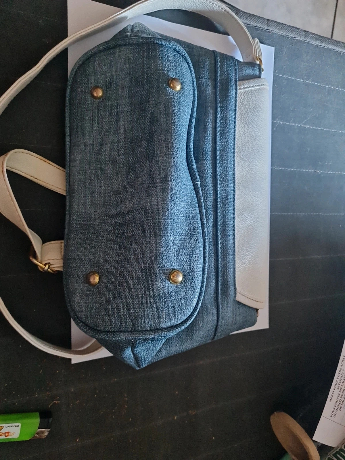 Sac à main ted lapidus bleu et blanc 27x16 cm