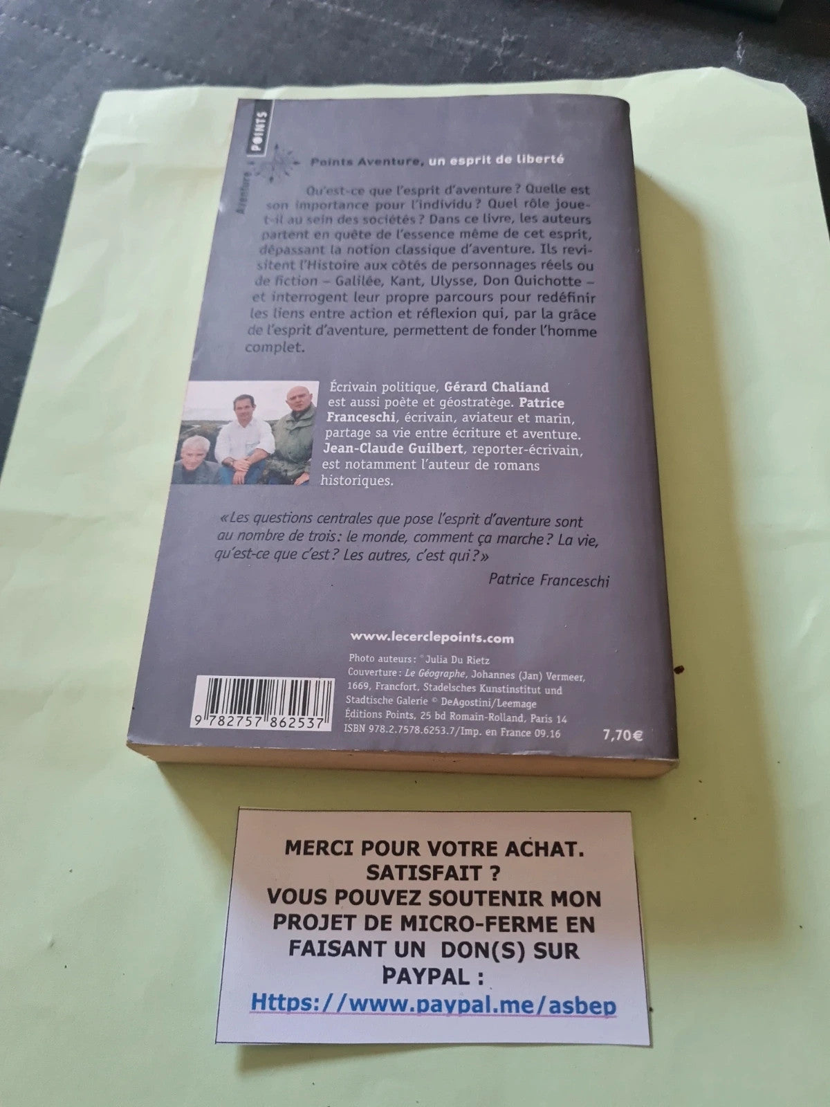 De l'esprit d'aventure
Gérard Chaliand
- Patrice Franceschi
- Jean-Claude Guilbert