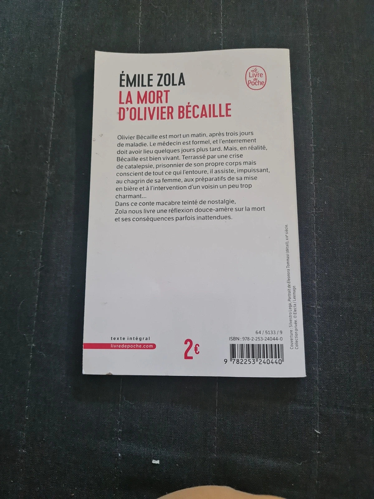 La Mort d'Olivier Bécaille, Émile Zola