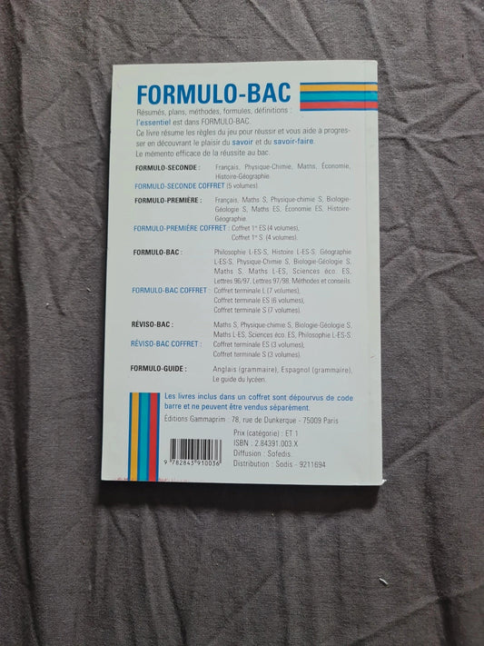Occasion – Formulo-bac terminal : L , ES , S , méthode et conseils