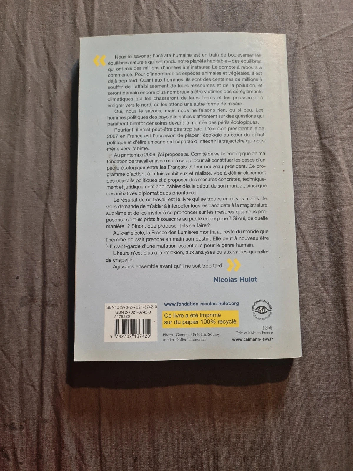 Pour un pacte écologique,  Nicolas Hulot