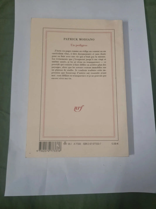 Un pedigree, Patrick Modiano