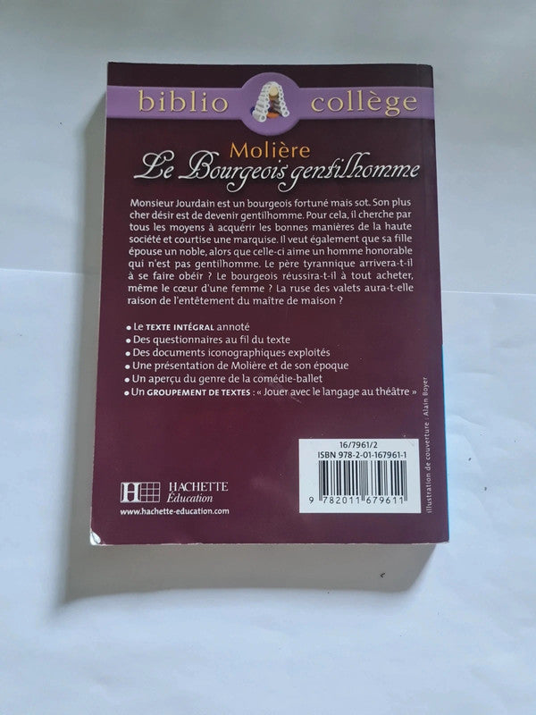 Le bourgeois gentilhomme , Molière,  bibliocollège