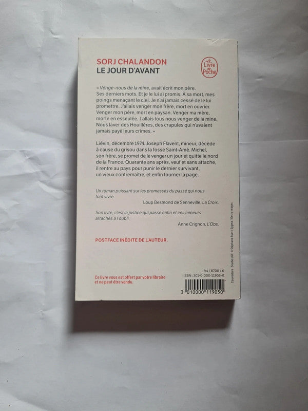 Le jour d'avant , Sorj Chalandon