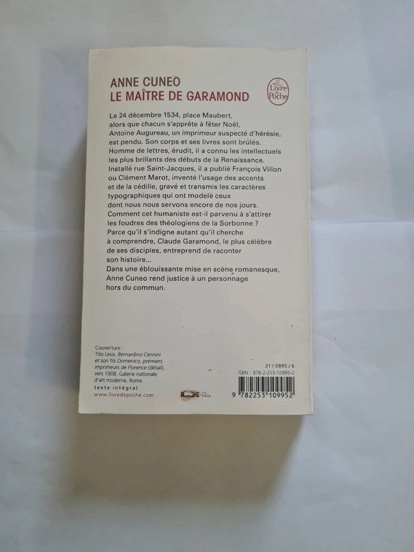 Le maître de Garamond,  Anne Cuneo