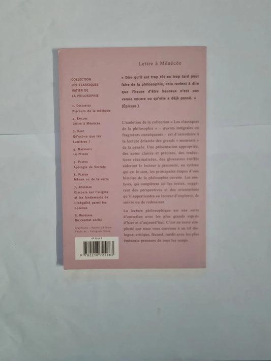 Lettre à Ménécée , Épicure