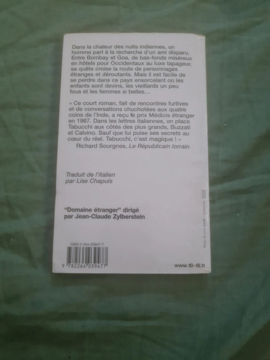 Nocturne indien, Antonio Tabucchi, Lise Chapuis