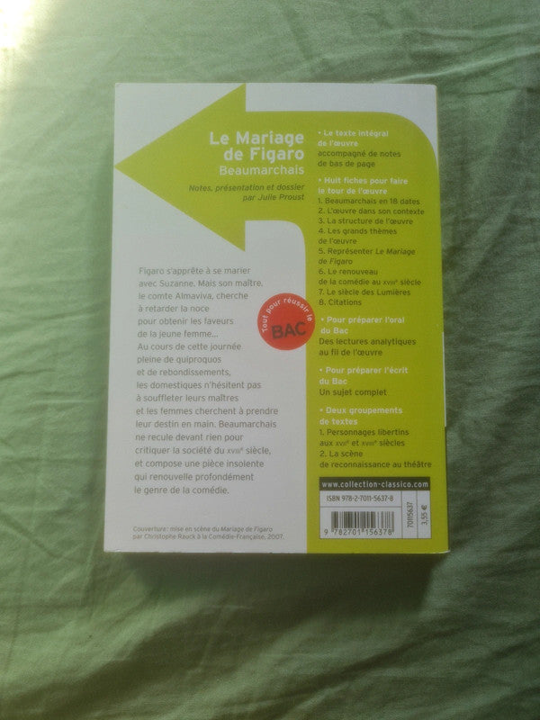 Le mariage de Figaro, Beaumarchais,  classico lycée