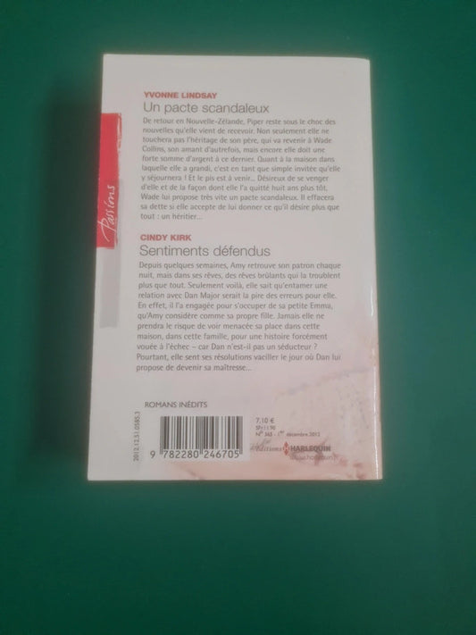 Un pacte scandaleux , Yvonne Lindsay , Sentiments défendus , Cindy Kirk