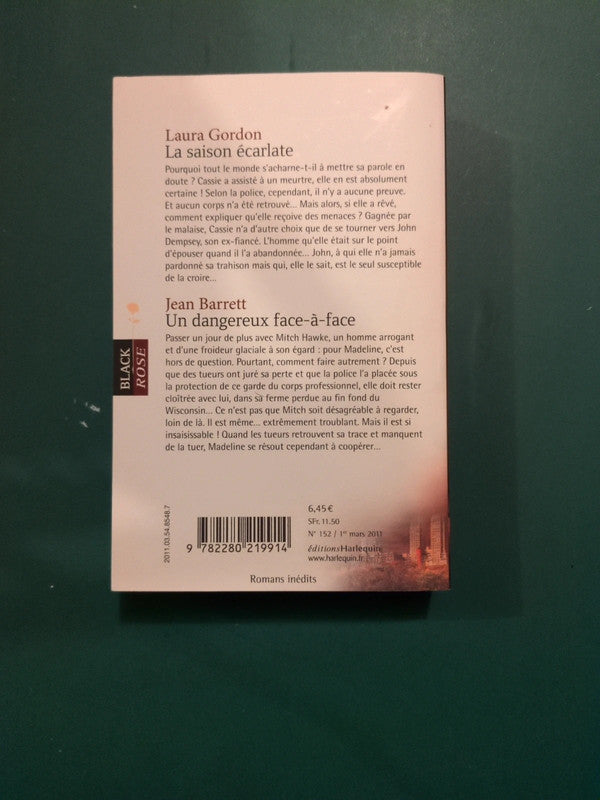 Laura Gordon
: La saison écarlate , Jean Barrett
: Un dangereux face-à-face